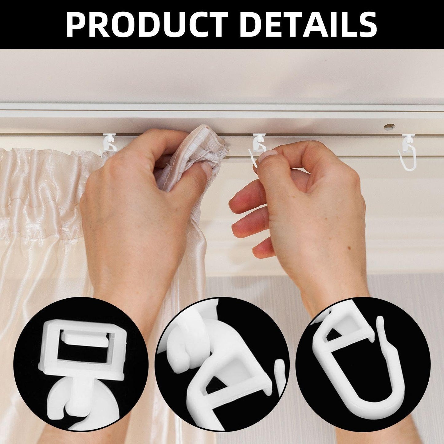 EJUFNS 50 Pieces Of Curtain Hooks And 10 Pieces Of Threaded Pulleys, Track Pulleys, Maintenance Hardware Accessories, Suitable For Trucks, Trucks
