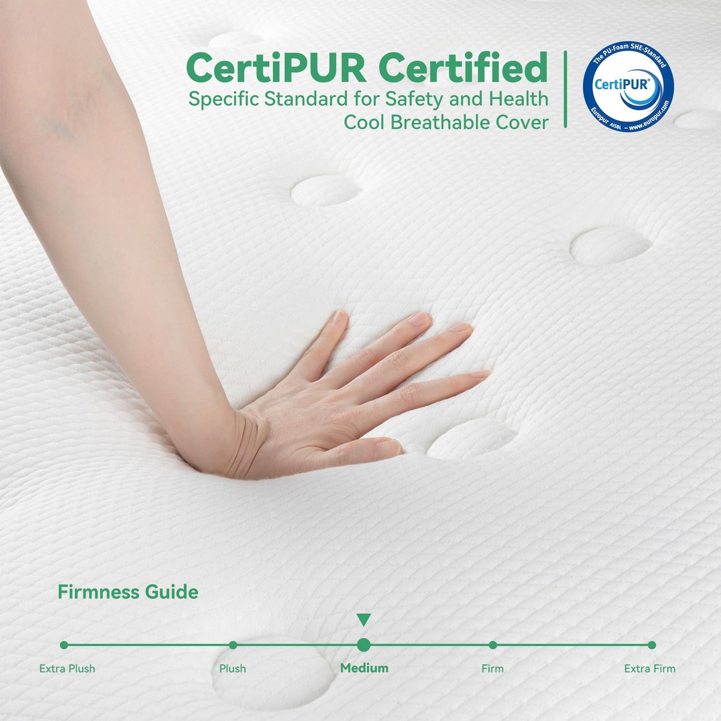 TeQsli 3FT Single Mattress, 10Inch Memory Foam Pocket Sprung Hybrid Mattress for Pressure Relief - Medium Firm Mattress-in-Box 90x190x25cm