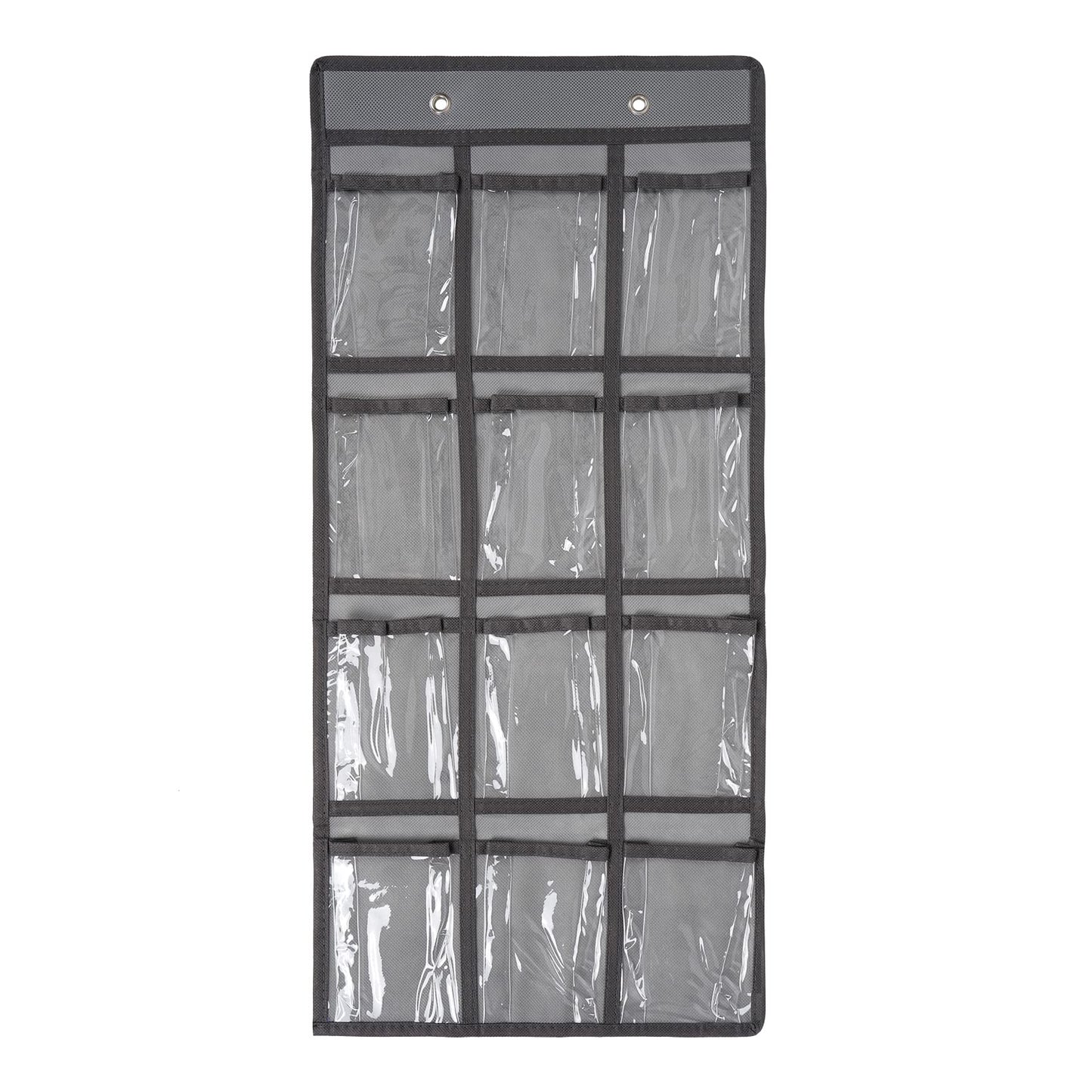 SAVORLIVING 12 Clear Pockets Classroom Pocket Chart Organizer, Cell Phones Calculator Holder with Hooks, Hanging Wall Door Calculators Phone Caddy