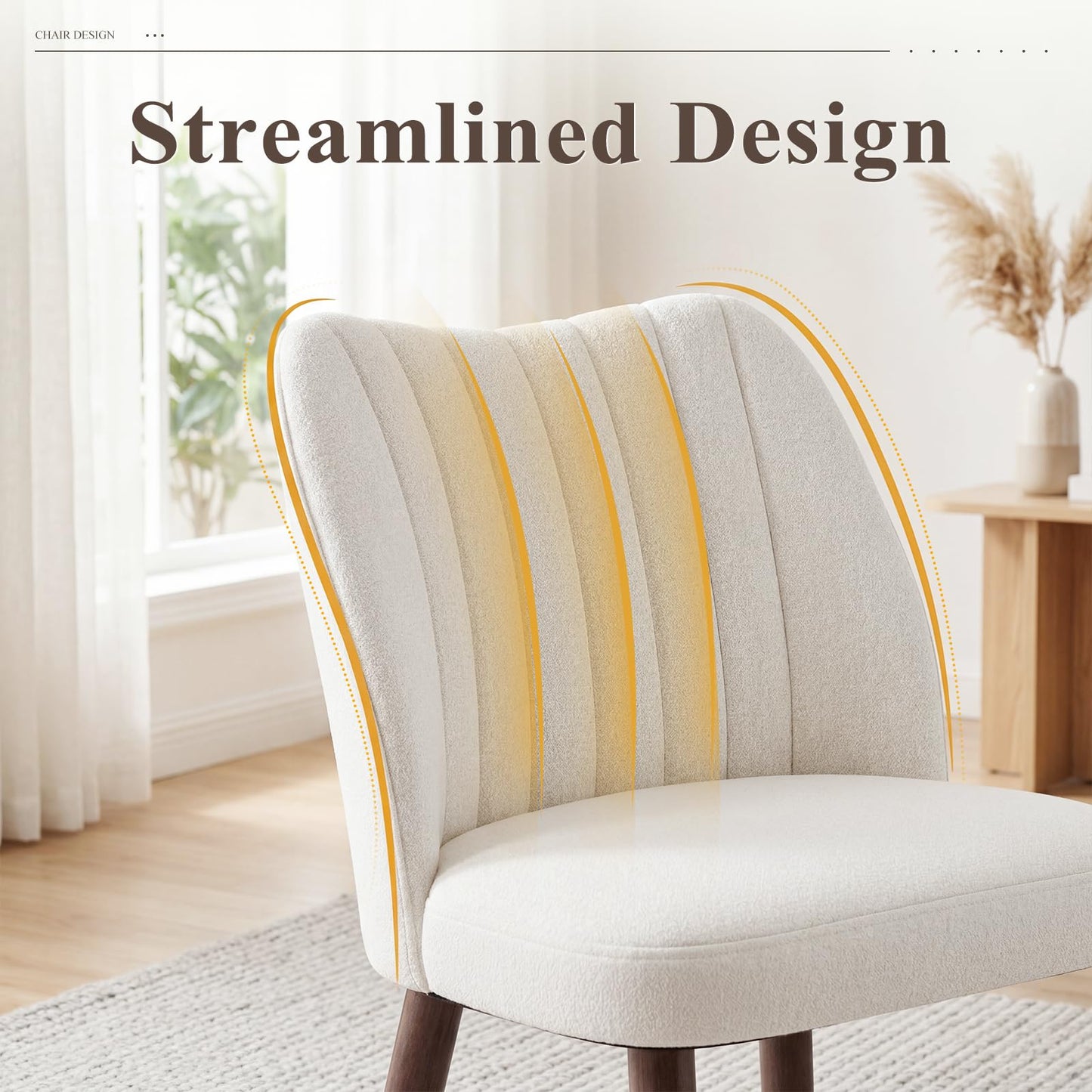 MALOL Upholstered Dining Chairs Set of 2, Fabric Chairs for Dining Room with Solid Wood Legs and Thick Seat Cushion
