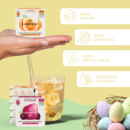 Waterdrop? Easter Gift Box - 600 ml Stainless Steel Bottle + 18 Water Flavouring Hydration Cubes, Vitamin Infused, Sugar Free Microdrink, Perfect