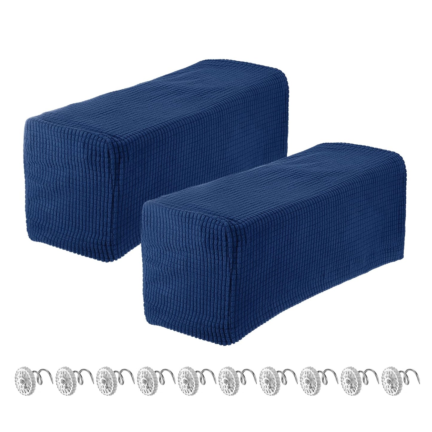 sourcing map 2pcs Stretch Armrest Covers for Chairs/Sofas, Couch Arm Covers with Twist Pin, Furniture Protector Slipcovers Navy Blue