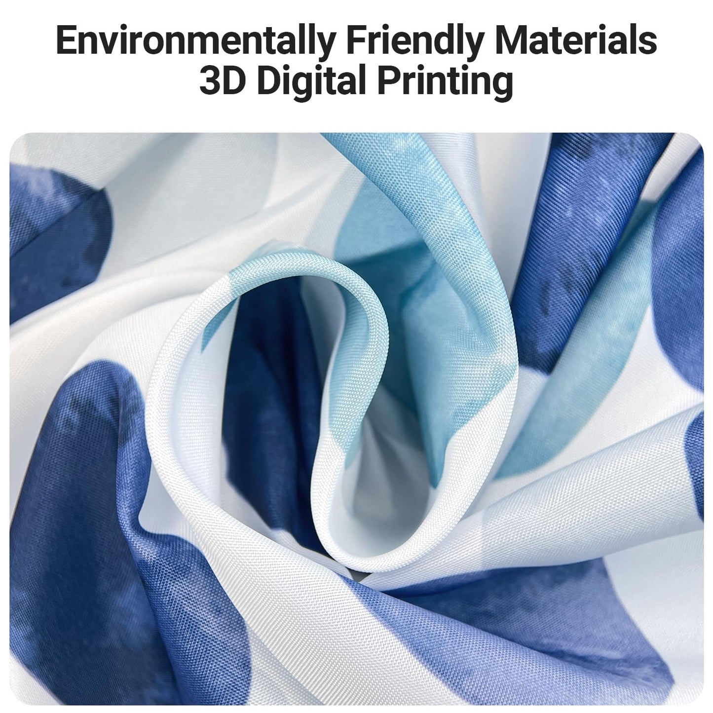 Lerores Shower Curtain, 120 x 180 cm, Blue Flower Petals, Weighted Hem, Anti-Mould Textile, Water-Repellent