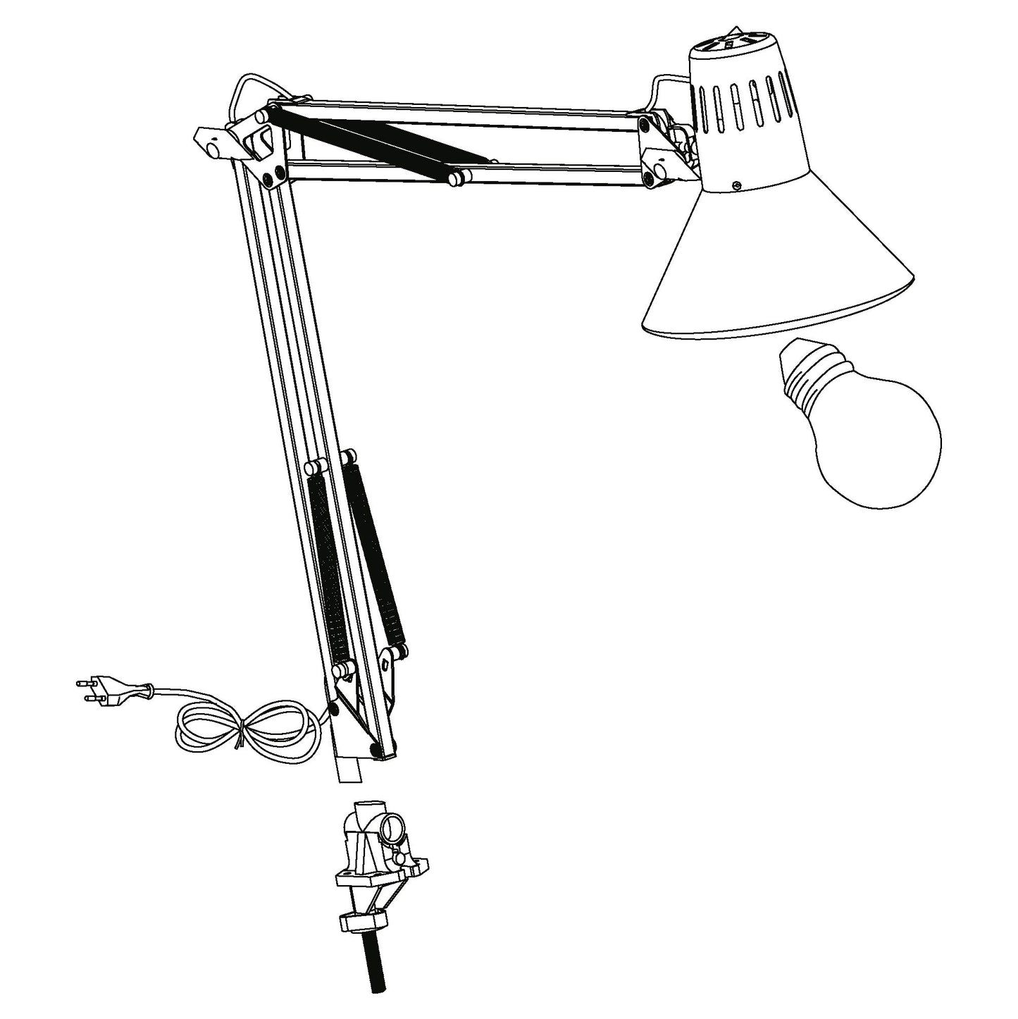 Eglo E27 Modern Silver Adjustable Clip on Desk Light 'FIRMO'