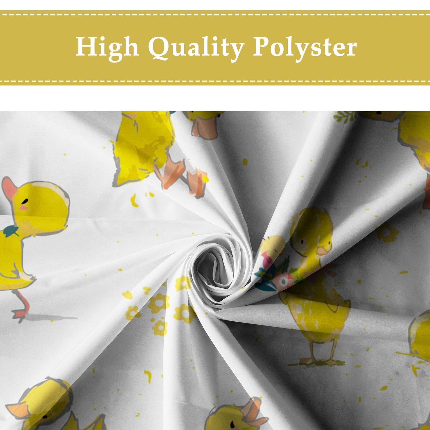 Yellow Duck Shower Curtain with Hook for Bathroom Decorative 71x71inch