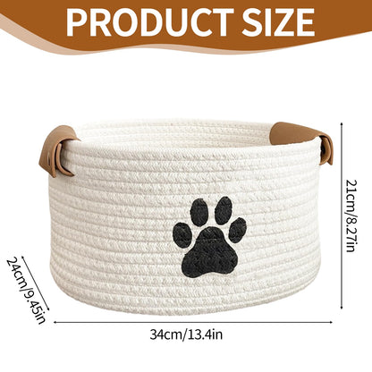 MHYMX Dog Toy Basket, Dog Toy Box 34 X 24 X 21cm Large Pet Toys Storage Boxes Puppy Blanket Basket with Handle Personalised Cotton Rope Organizer