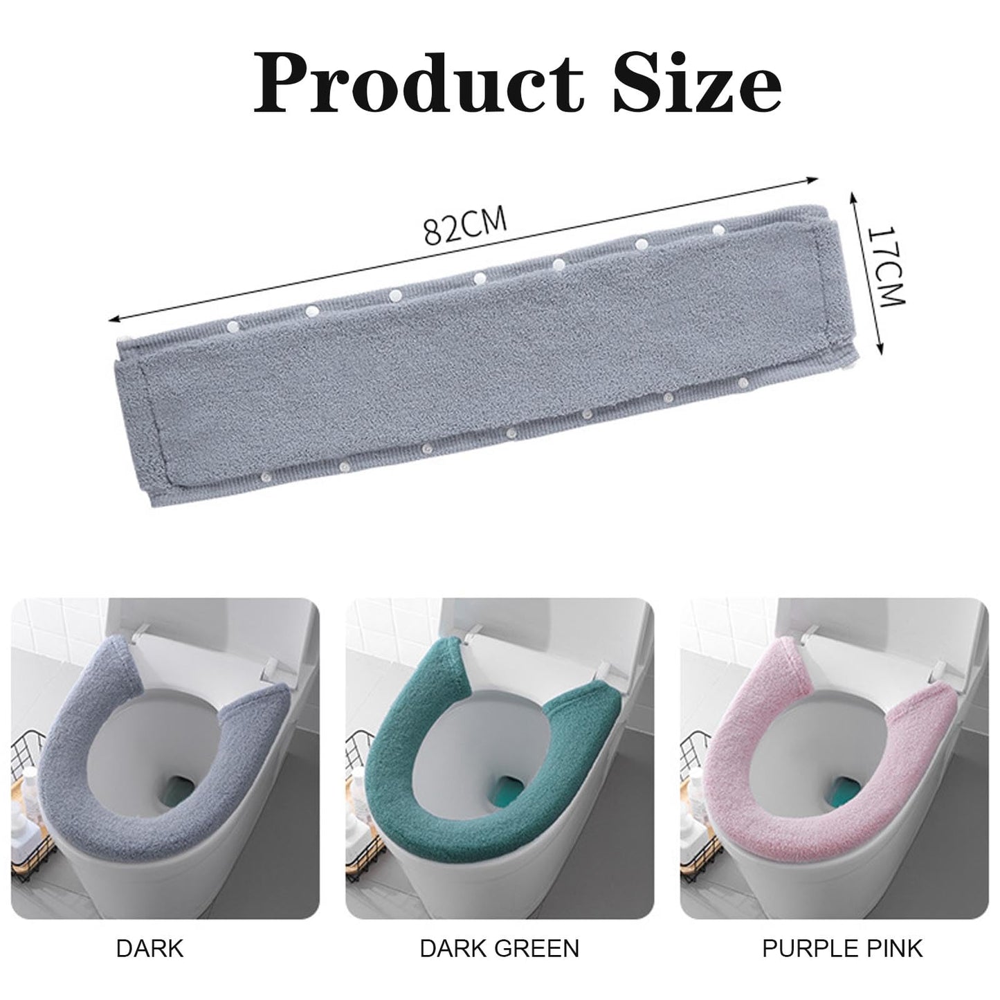 AYNKH 3PCS Soft Thicker Toilet Seat Warmer with Handles, Button Style Universal Cushion Plush Cover Closestool Pads