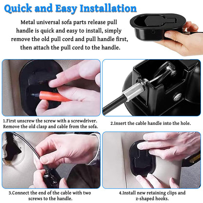 NEUSID 2 Pcs Recliner Chair Parts, Universal Sofa Couch Recliner Chair Release Pull Handle Replacement Parts Aluminum Alloy Thicken Handle Only