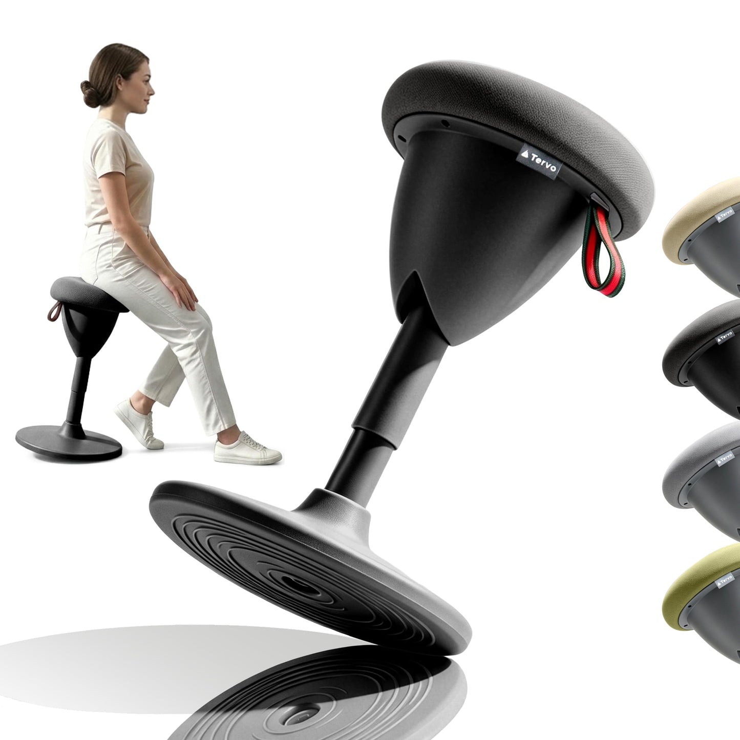 Tervo Model W - Wobble Stool - Ergonomic Standing Desk Chair - Sit Active