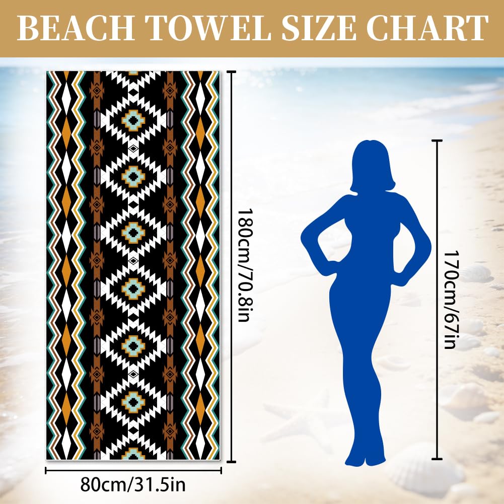 ORIGACH 2 Pack Marrakesh Thin Lightweight Microfiber Beach Towel, 71"x31"