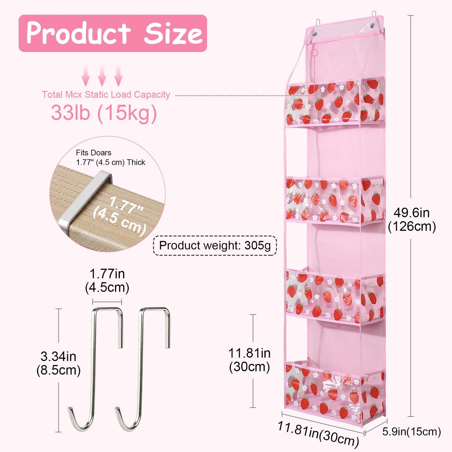 Over Door Storage Organiser,4 Compartment Foldable Hanging Storage