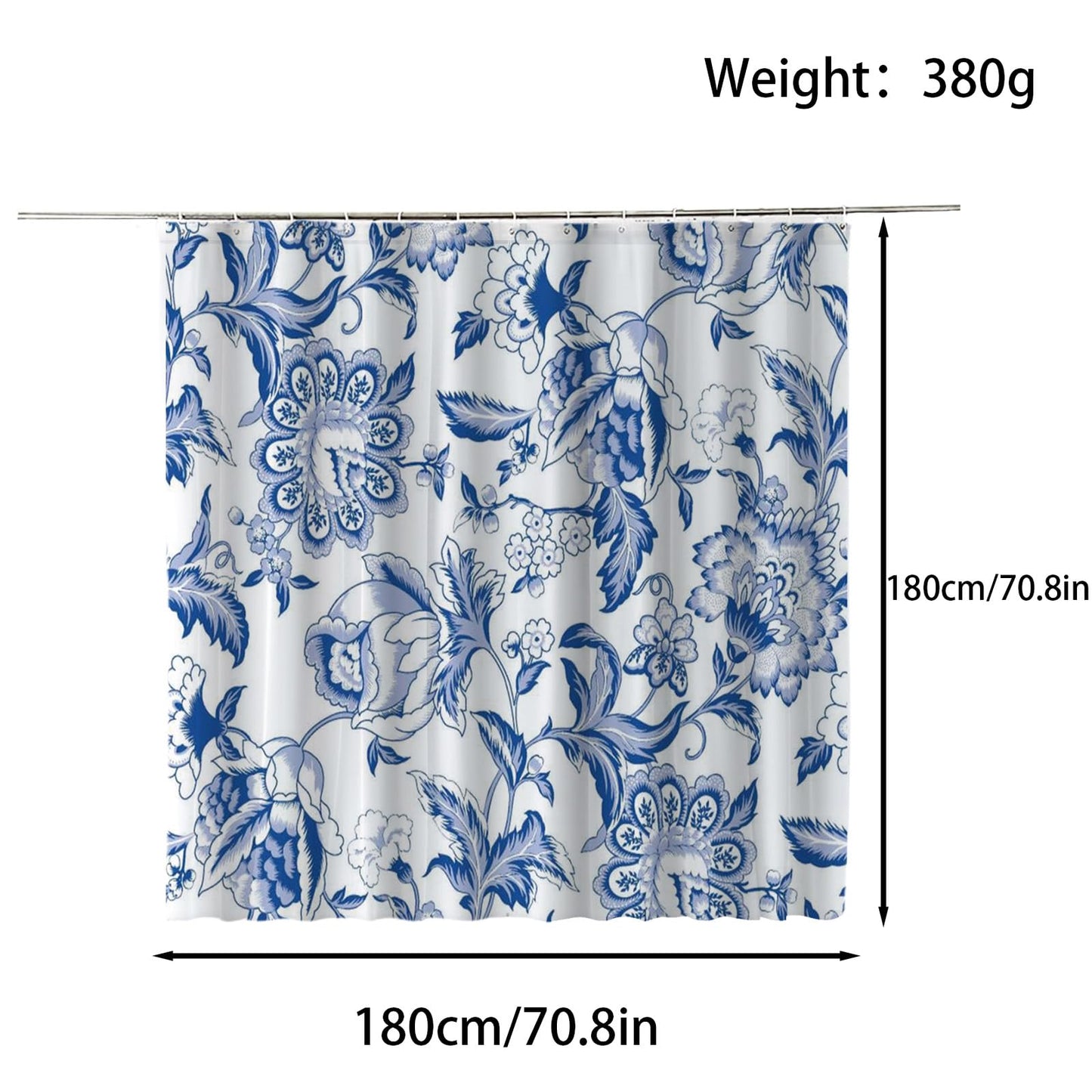 FAIRYGATE Extra Wide Shower Curtain Bathroom Curtain Blue B8020