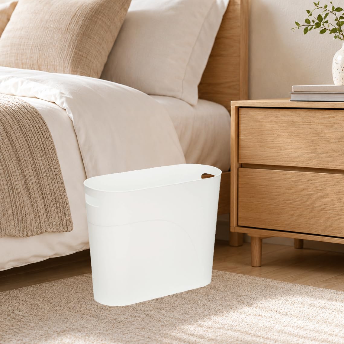 Caxmtu Small Bathroom Bin Plastic Bathroom Wastebasket 10 Litres Slim Garbage Container Bins with Handle for Home Kitchen Bathroom Bedroom Office