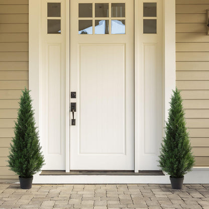 CROSOFMI Artificial Plants Outdoor 125 cm Fake Cedar Tree Large Faux Plants With Plastics Pots for Garden Front Porch Decoration (2 Pack)