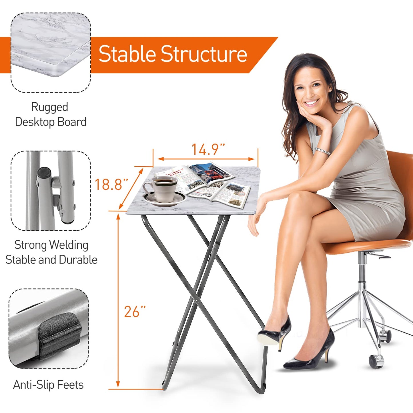 Small Folding Table, Foldable Table, TV Tray Table, Sofa Table, End Table
