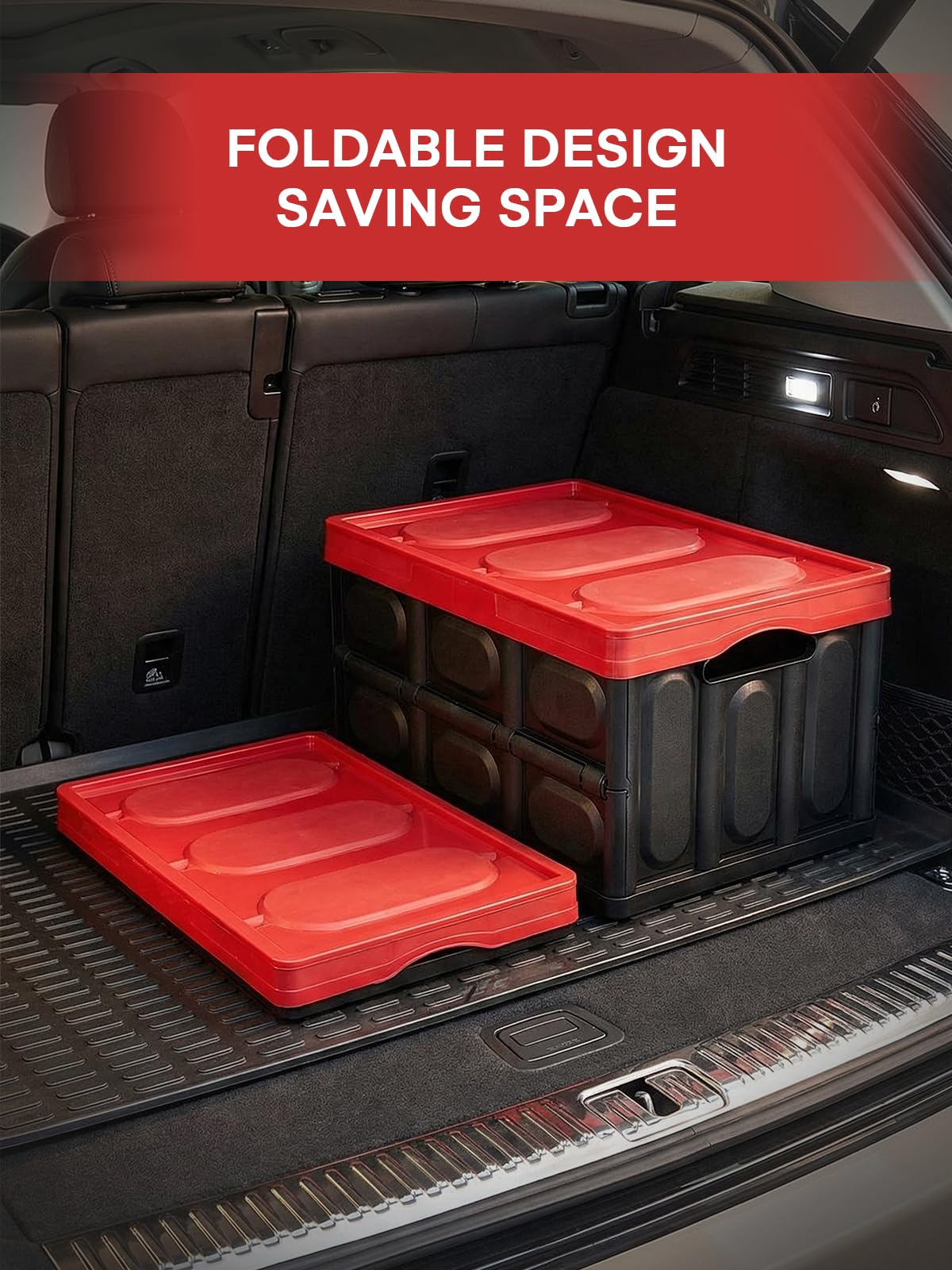 FOHERE Collapsible Storage Bins with Lids 3 Packs, 48L Stackable Crate