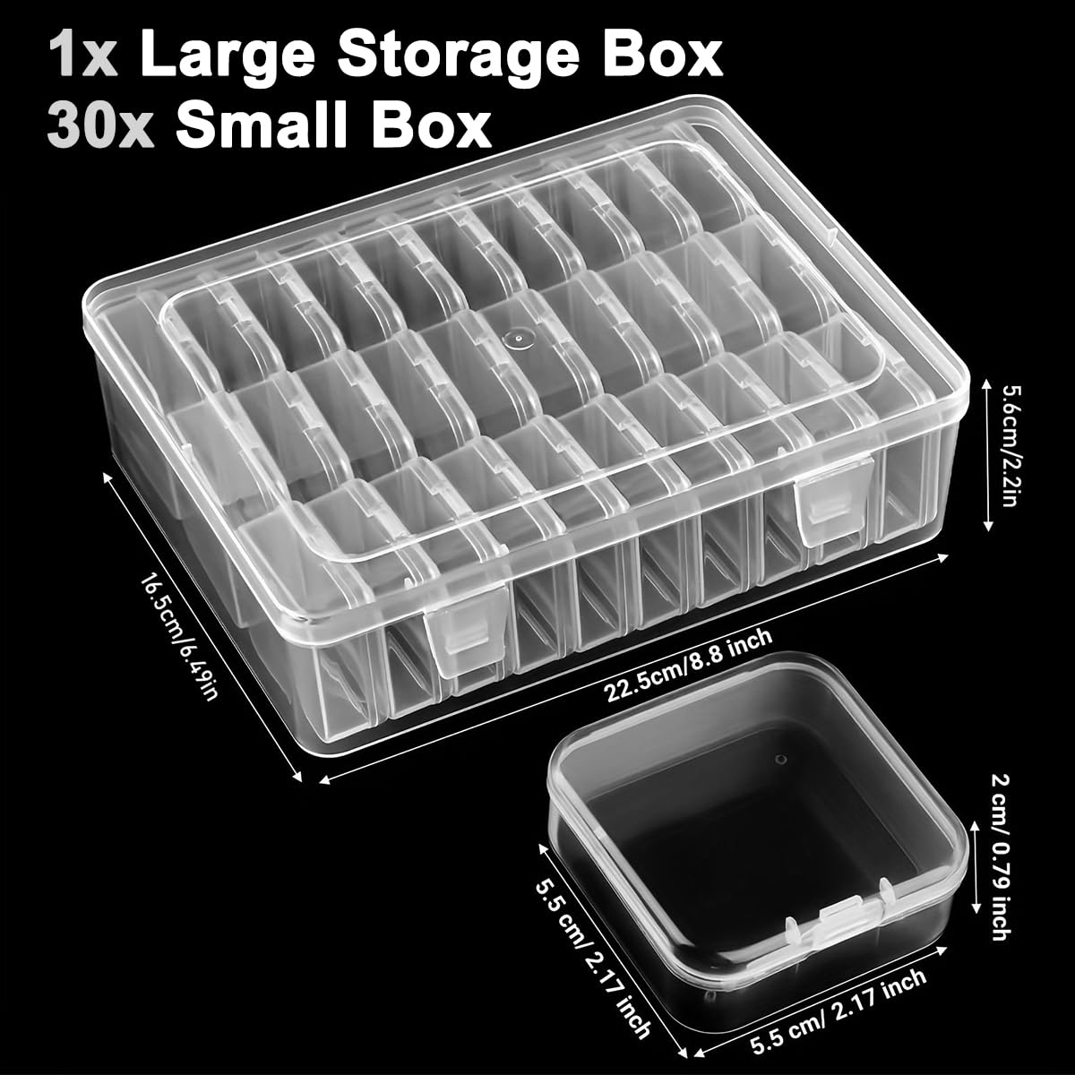 Yuhtech 30 Grids Bead Storage Boxes, Diamond Painting Art Accessories Storage Case