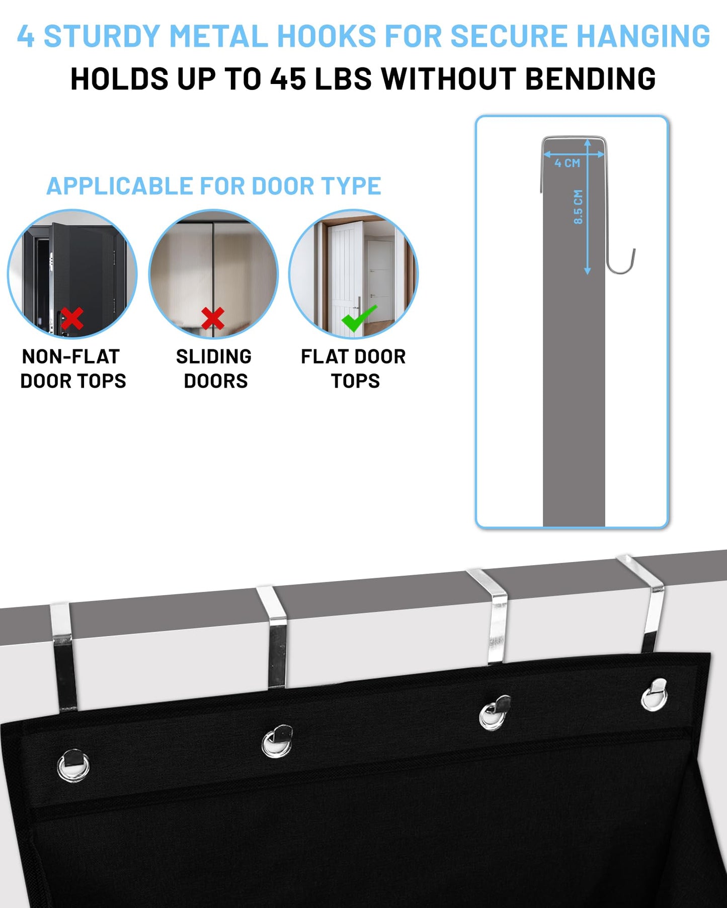OulQinyhome Door Hanging Shoe Rack - Hanging Shoe Organizer with 8 Large Pockets - Hanging Shoe Rack Fits 16-24 Pairs of Shoes