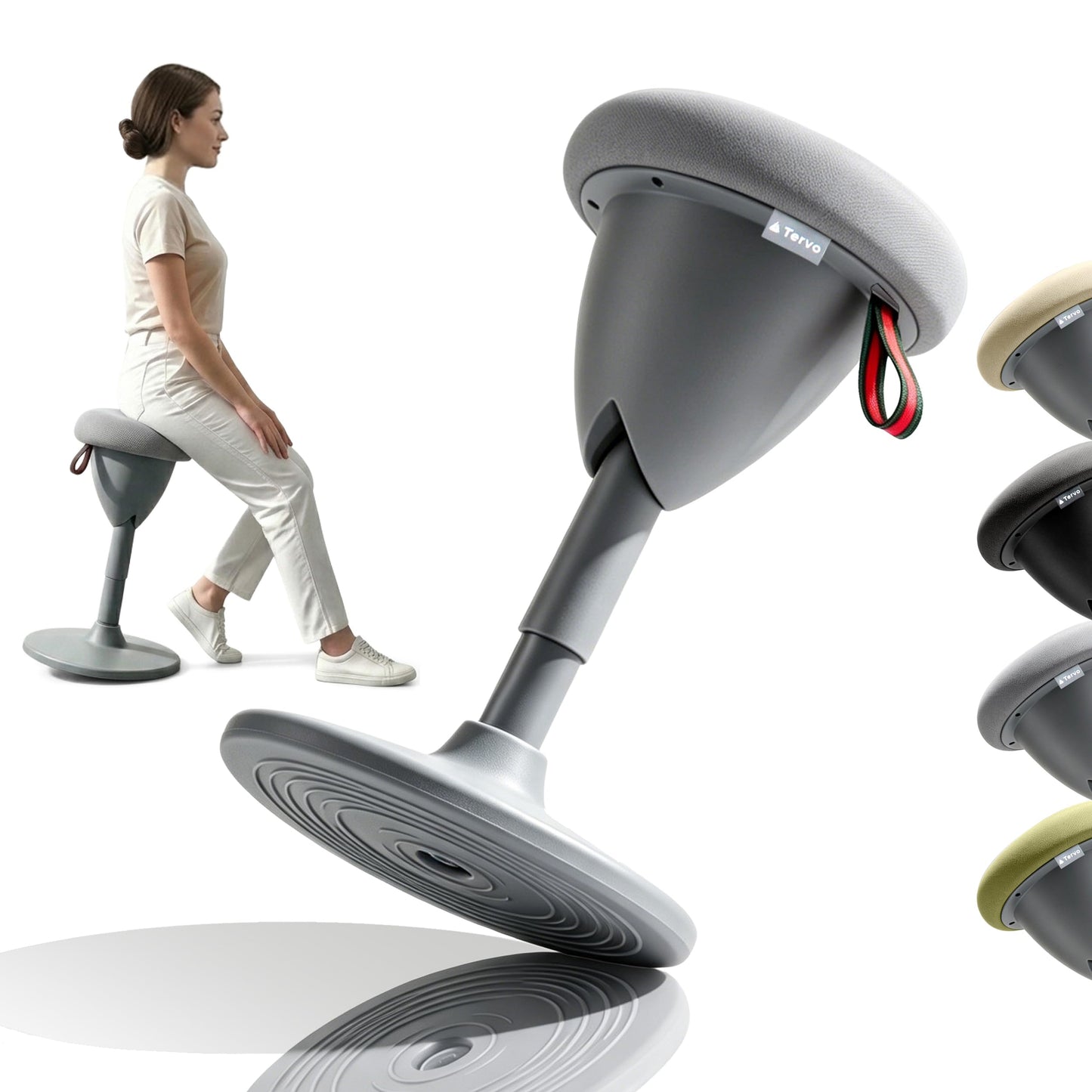 Tervo Model W - Wobble Stool - Ergonomic Standing Desk Chair - Sit Active