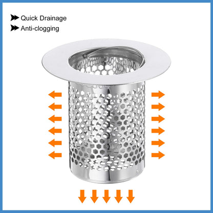 sourcing map 4 Pack Shower Drain Strainer, 2" x 2" 304 Stainless Steel Floor Drain Strainer Deep Sink Hair Catcher for Kitchen Bathroom Balcony Floor