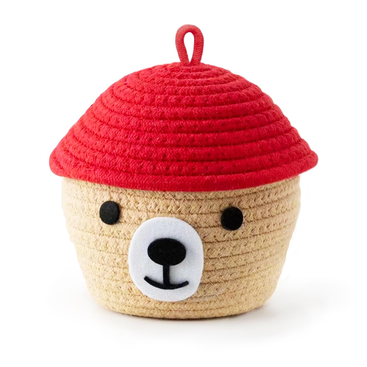 Hand Woven Cotton Rope Bear Basket - Home Storage, Decorative for Children's Bedroom and Living Room, Dedicated for Toys, Keys and Accessories