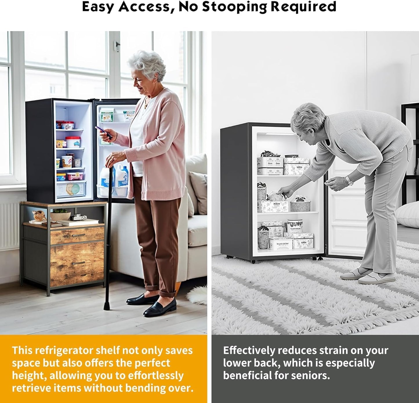 Herture Mini Fridge Stand, Small Refrigerator Stand with 3 Storage