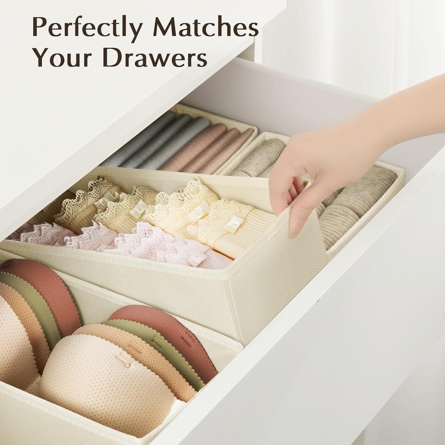 DIMJ 15Pack Clothes Organiser for Wardrobe, Baby Nursery Dividers, Beige