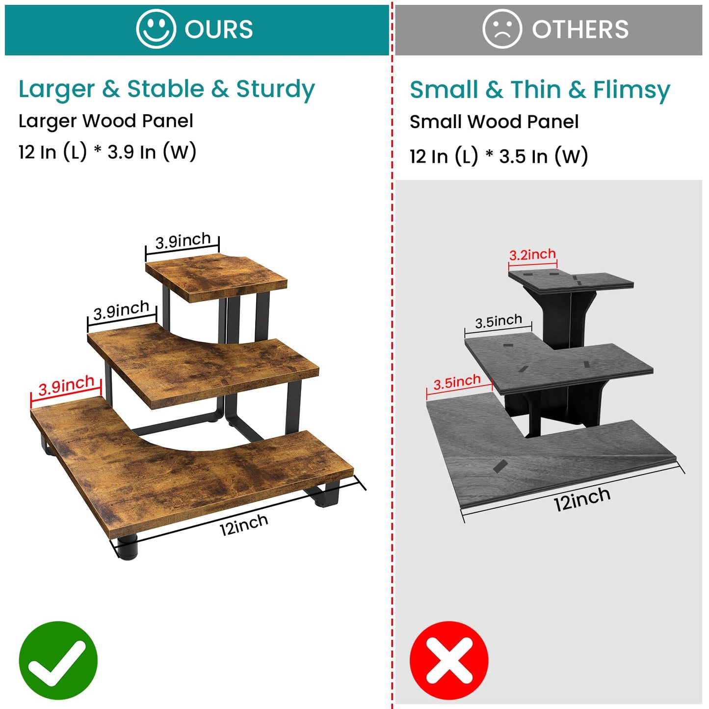 ELITEROO 3 Tier Wooden Retail Display Shelves, Portable Display Rack for Retail Counter Top Craft Shows Tradeshows