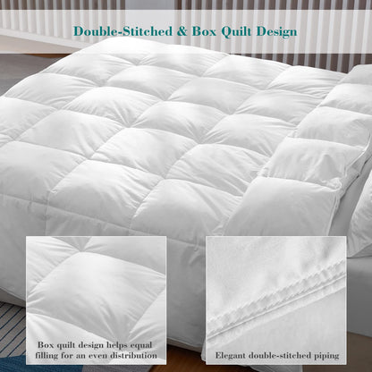Threads For Bed 13.5 tog King Size Duvet Cotton Cover, Feather and Down Super Warm Duvet with Double Stitch with Piping and Box Quilting, Machine