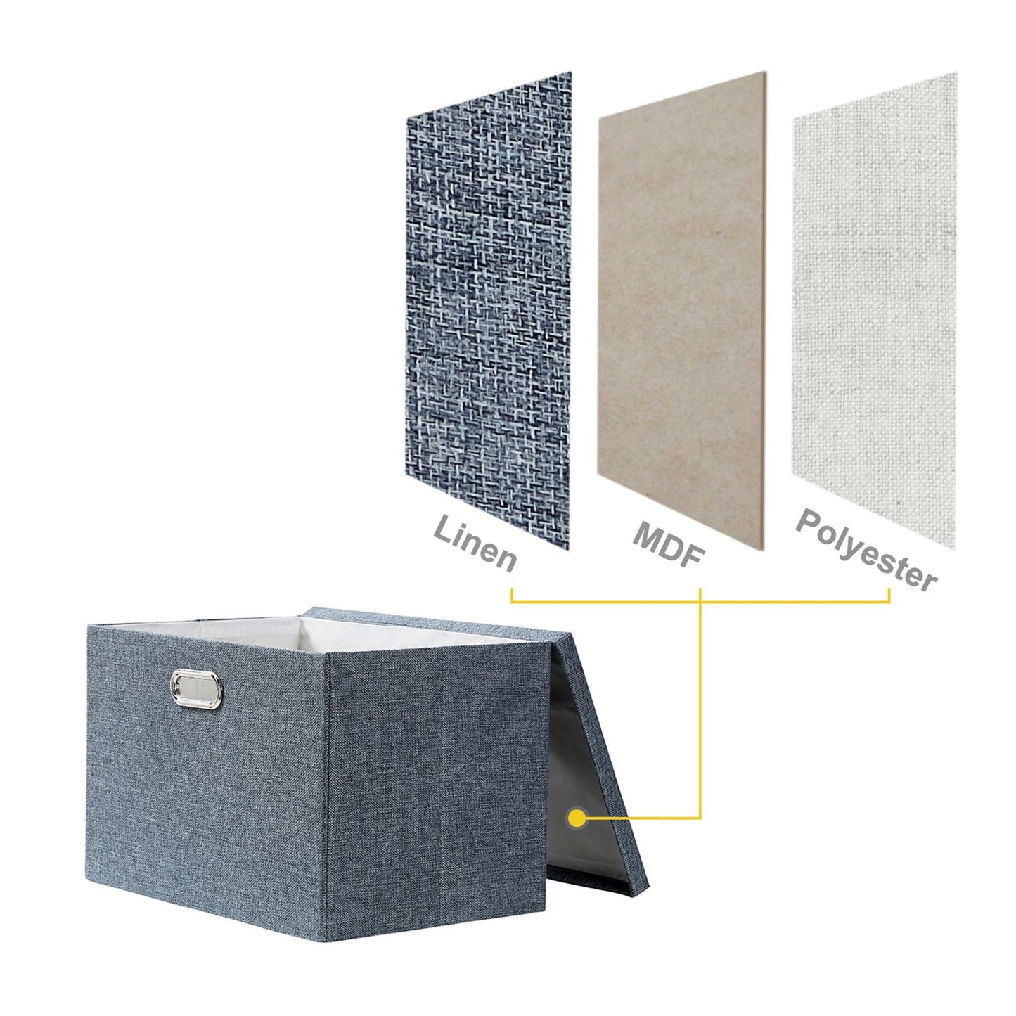 AlphaHome Fabric Storage Boxes with Lids [2 Pack], Foldable Linen Fabric Storage Baskets for Organising Clothes and Toys (Slate Grey, Large)