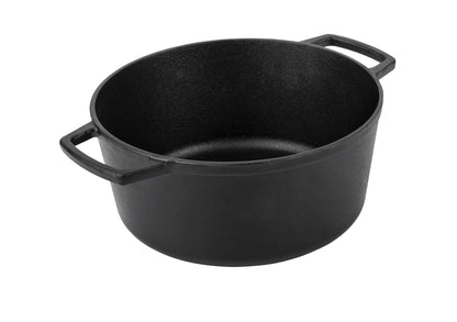 Prestige x Nadiya Cast Iron Casserole Dish with Lid - Black Cast Iron Dutch Oven Cooking Pots, 4.5L, Pre seasoned, Induction Suitable, Oven Safe &