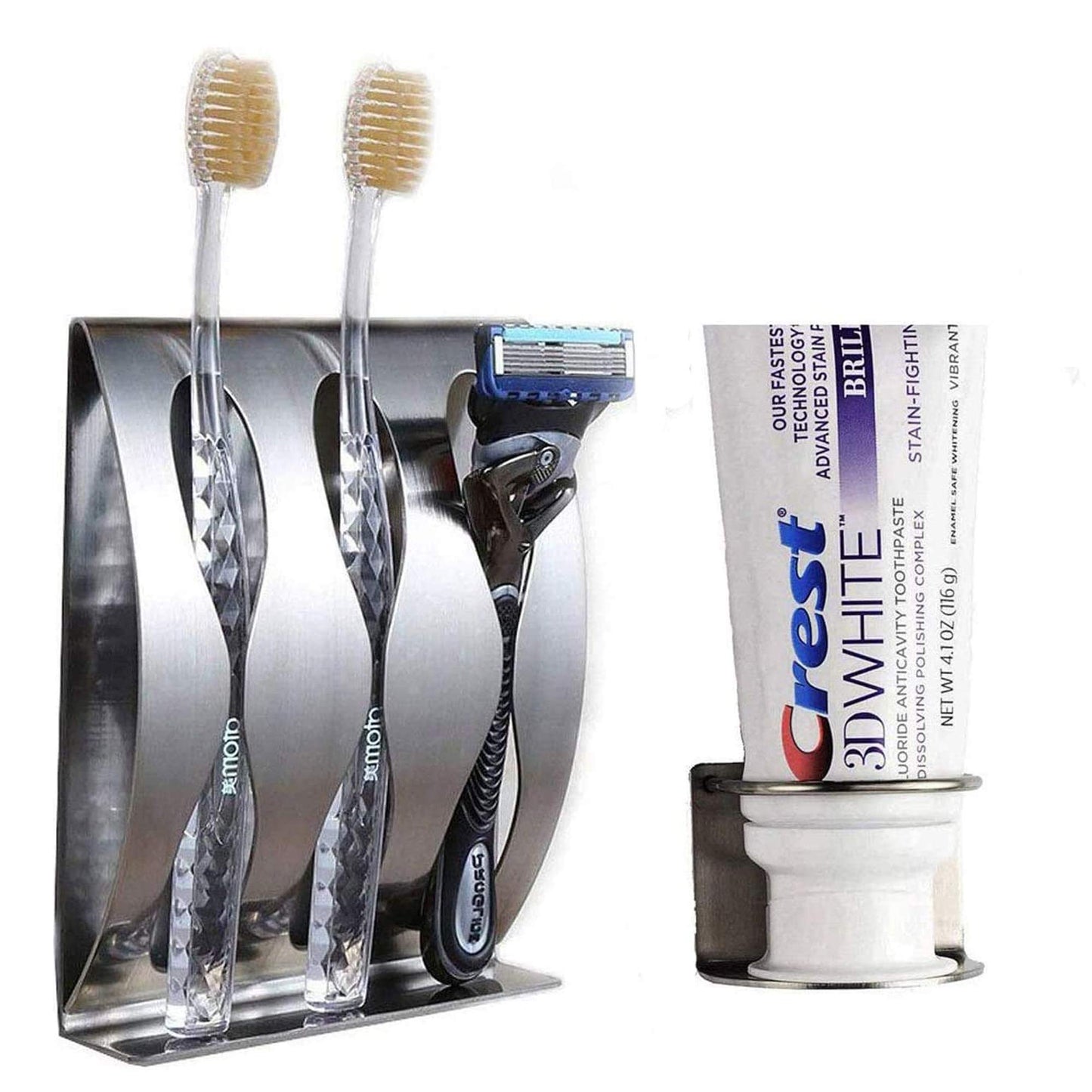 Originalidad Stainless Steel Wall Mount Bathroom Toothbrush Holder, Bathroom Cabinet Organizer Accessories