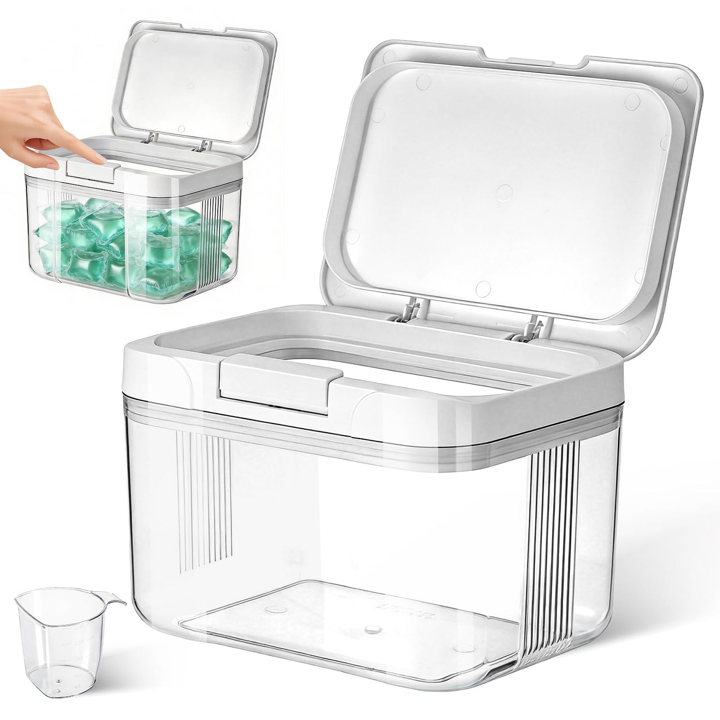 Yimomoyi Laundry Pods Container with Press-and-Pop Lid