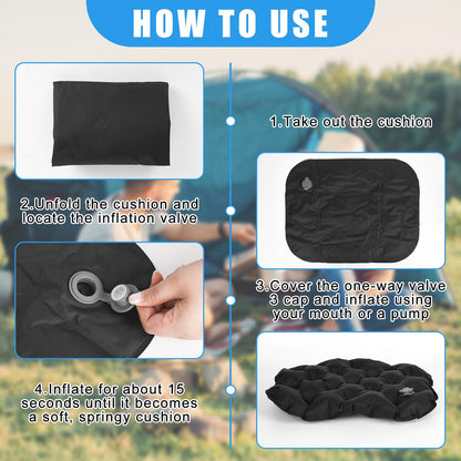 XTDMJ Inflatable Seat Cushion, Portable Travel Seat Cushion, Foldable and Lightweight, Air Seat Pad for Travel Camping Backpacking Sports Event
