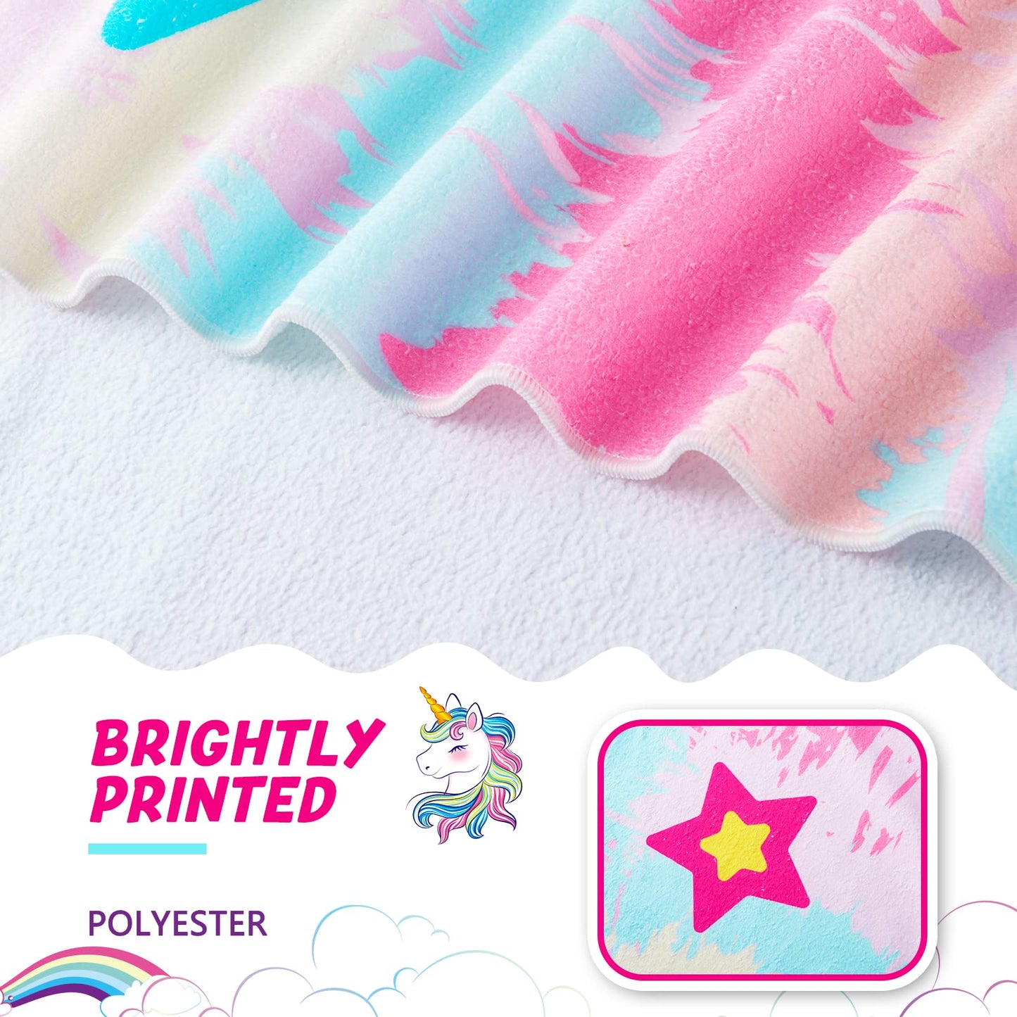 WERNNSAI Unicorn Microfibre Beach Towel for Kids, 76 x 150cm Bath Towel