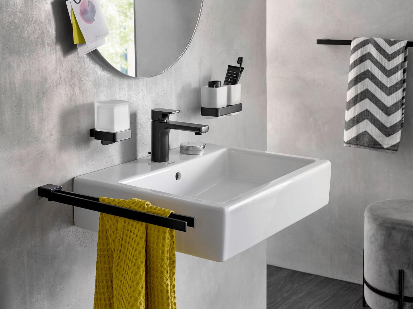 Emco Loft Wall Mounted Soap Dispenser, Elegant and Compact Wall Soap Dispenser Made of Metal and Crystal Glass, Liquid Soap Dispenser