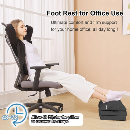 TokSay Under Desk Foot Rest, 3 Adjustable Heights, Foam Foot Stool Black