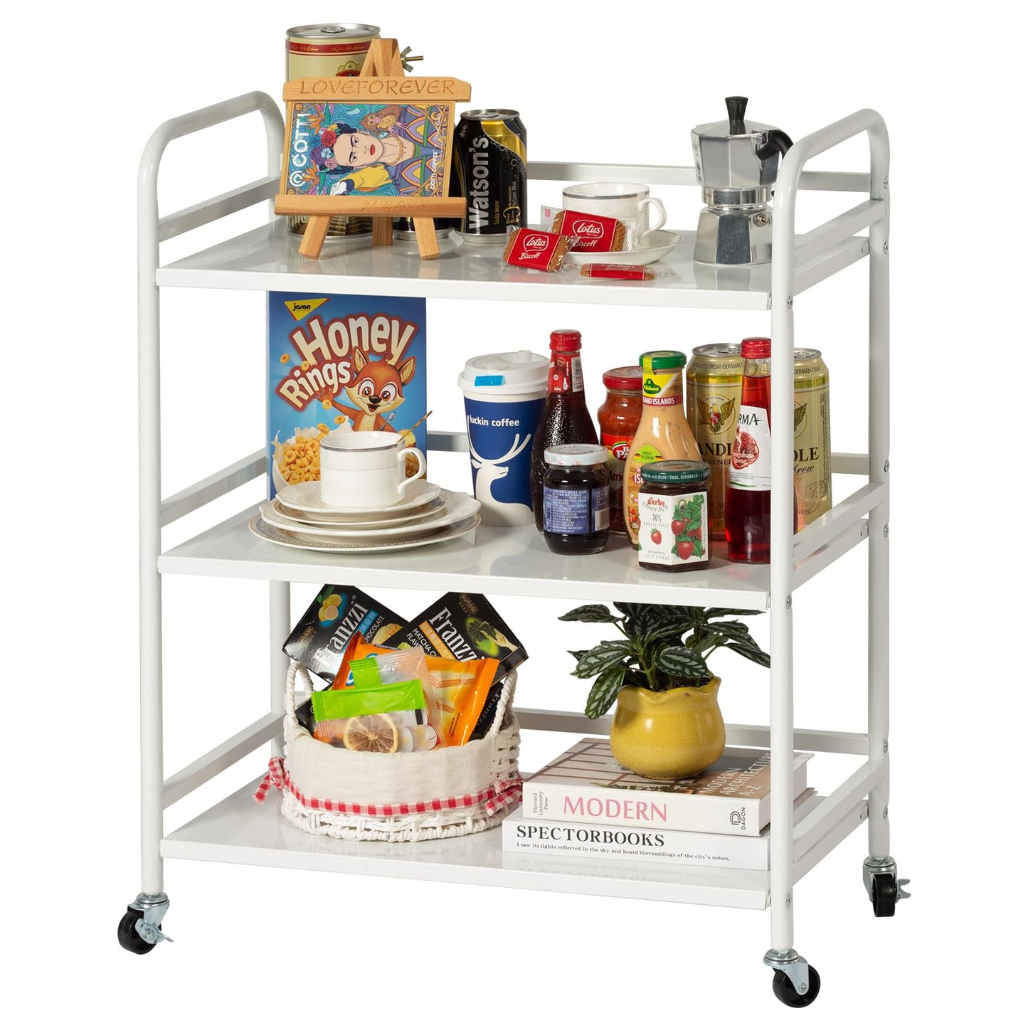 HDANI Serving Trolley,3-Tier Metal Trolley,White,60x30x75cm