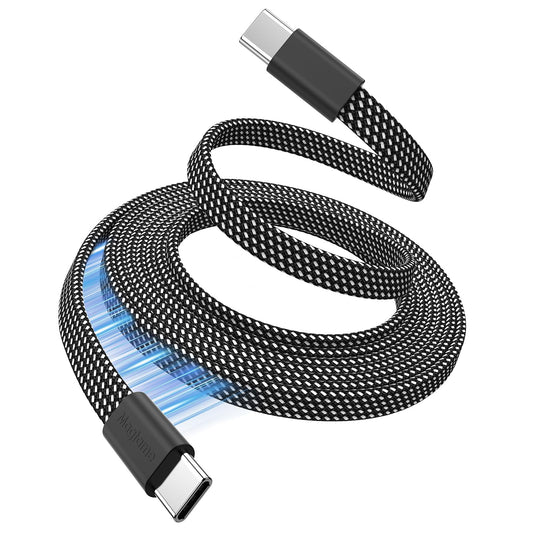 Magtame Magnetic USB C Cable, 5ft Flat Coiled USB C to USB C Cable 60W(3A), Retractable Type C Fast Charging Cable, Flexible USB C Cord Compatible for
