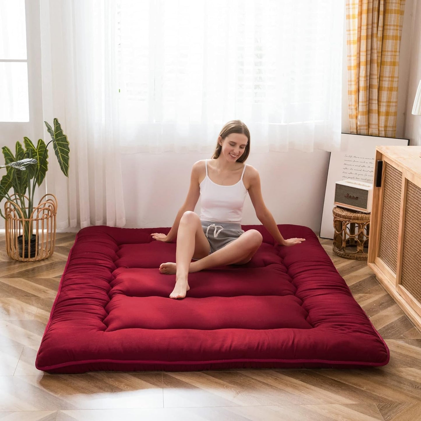 MAXYOYO Futon Mattress, Padded Japanese Floor Mattress Quilted Bed Mattress Topper
