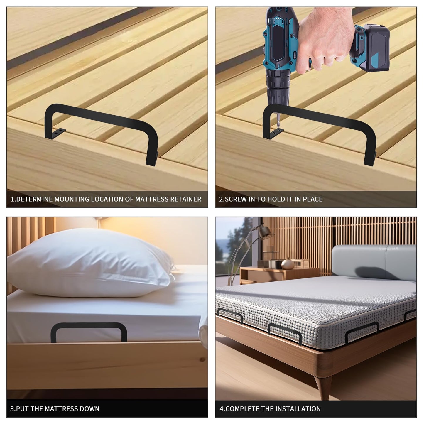 Zhuatek 5 Pcs Metal Mattress Slide Stopper for Adjustable Beds, Keeps Mattress in Place