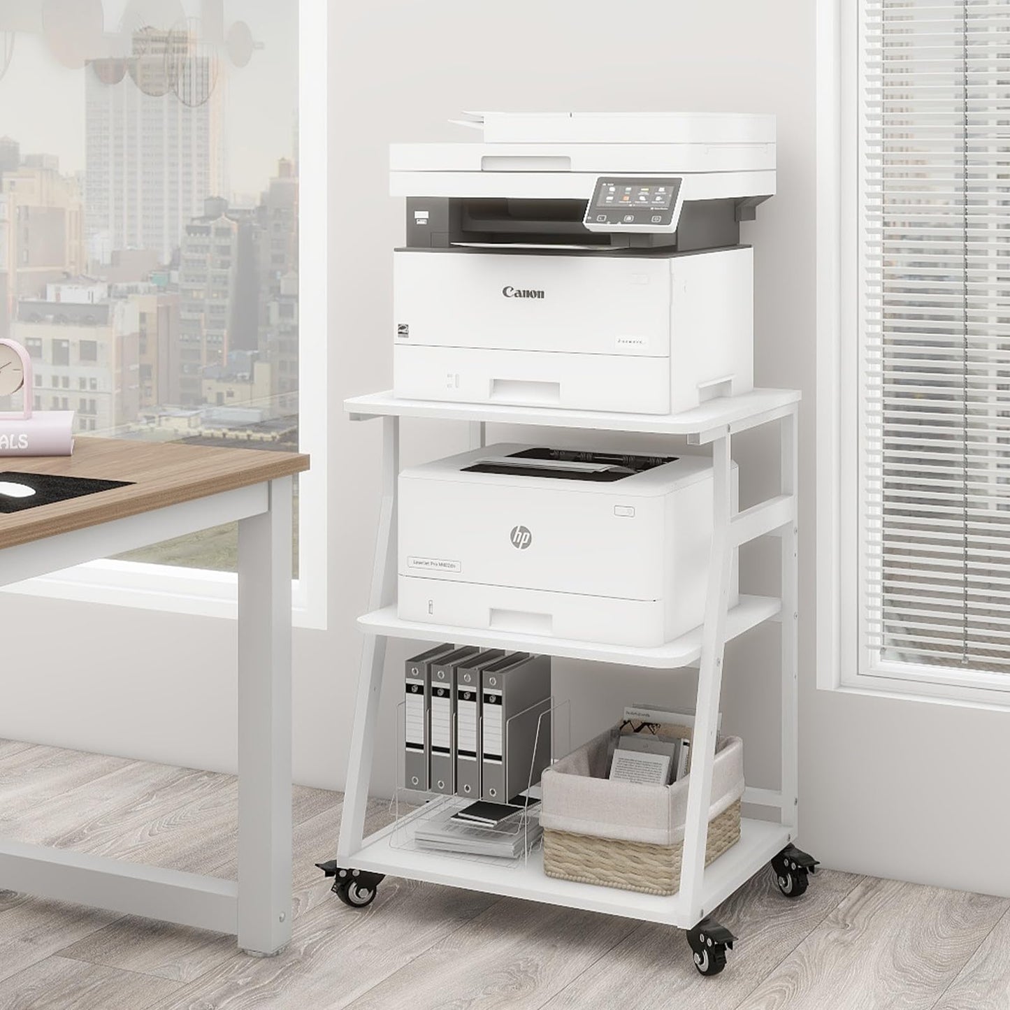 PUNCIA 60x50x75cm Printer Stand, 3 Tier Printer Table with Storage