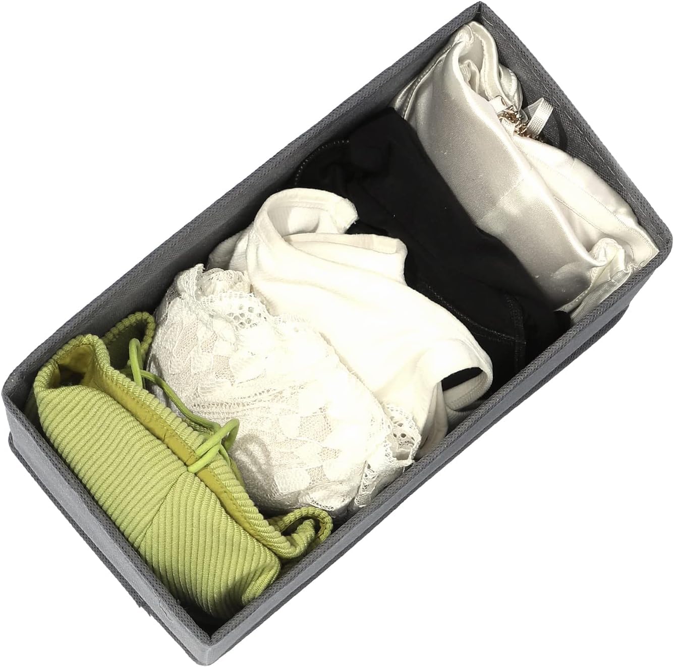 DIRXVMC Sock Underwear Drawer Organisers 3 packs Dresser Drawer Organizers Foldable Wardrobe Storage Box Fabric Drawer Dividers for Bra, Socks