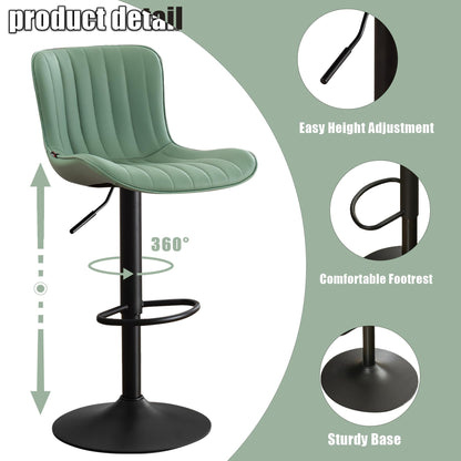 Kidol&Shellder Bar Stools Set of 2 Modern Breakfast Bar Stools,Mint Green