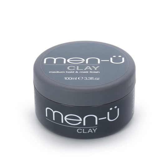 men-u hair CLAY 100ml, mens hair products ? Great for matt, choppy and dishevelled styles. SIGNATURE WATERMELON FRAGRANCE - Mens hair wax w/medium