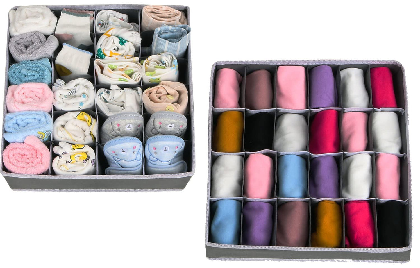 Anayra Drawer Organiser Divider - Foldable Storage Bins for Socks, Tie, Shirts - Collapsible Drawer Organisers for Home/Office
