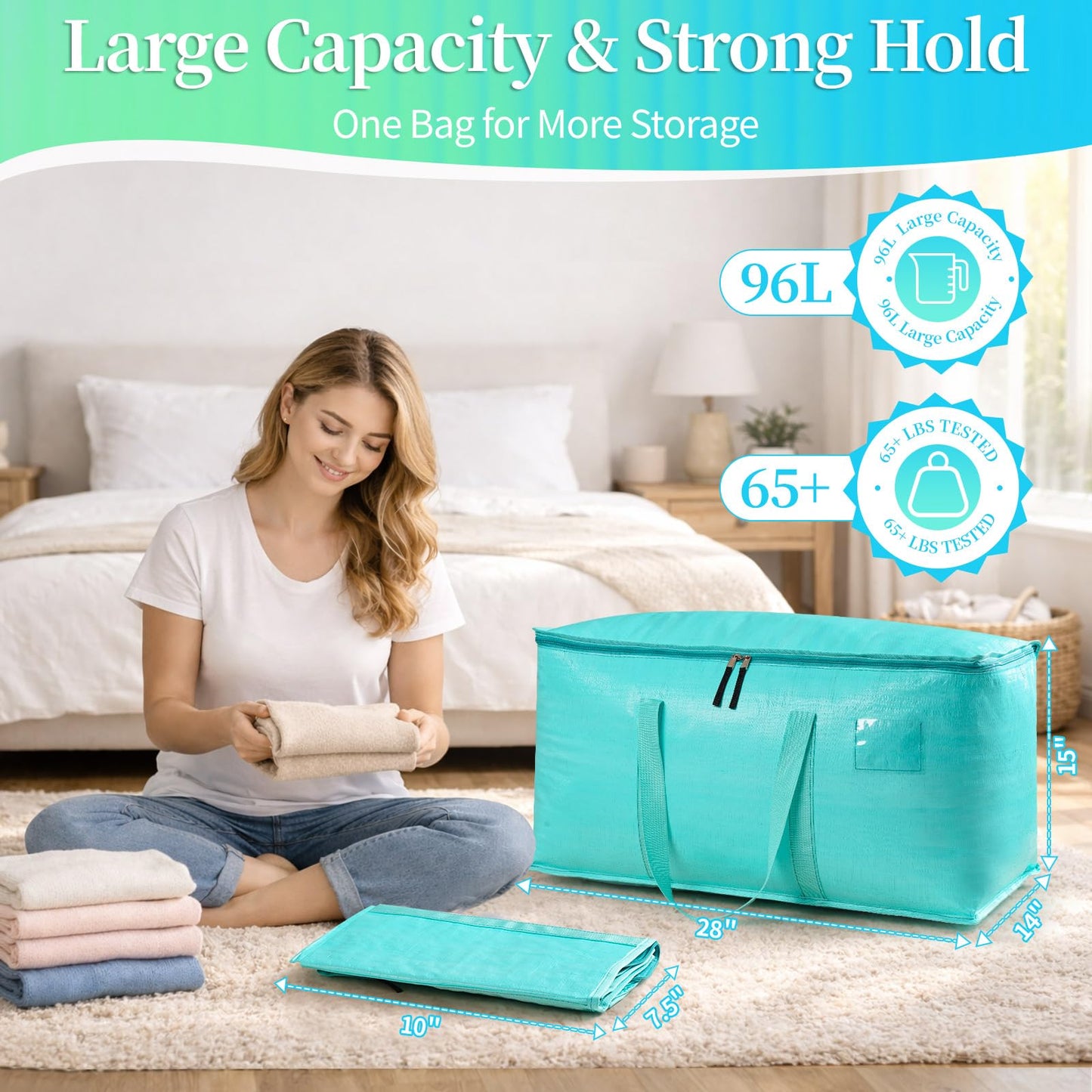 Averrex 6 Pack 96L Heavy Duty Moving Bags, Waterproof Large Storage bags