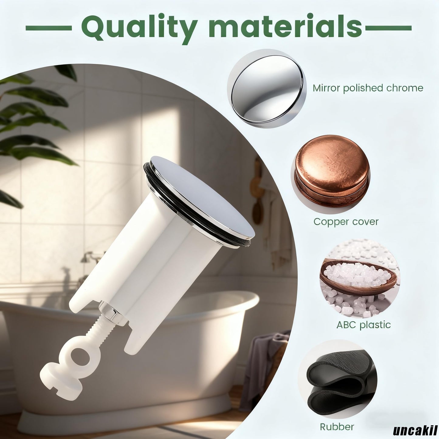 uncakil Universal Sink Plug Bathroom 40mm Pop Up Waste Replacement for Bathroom Basin,Height Adjustable,Easy Install,Made of
