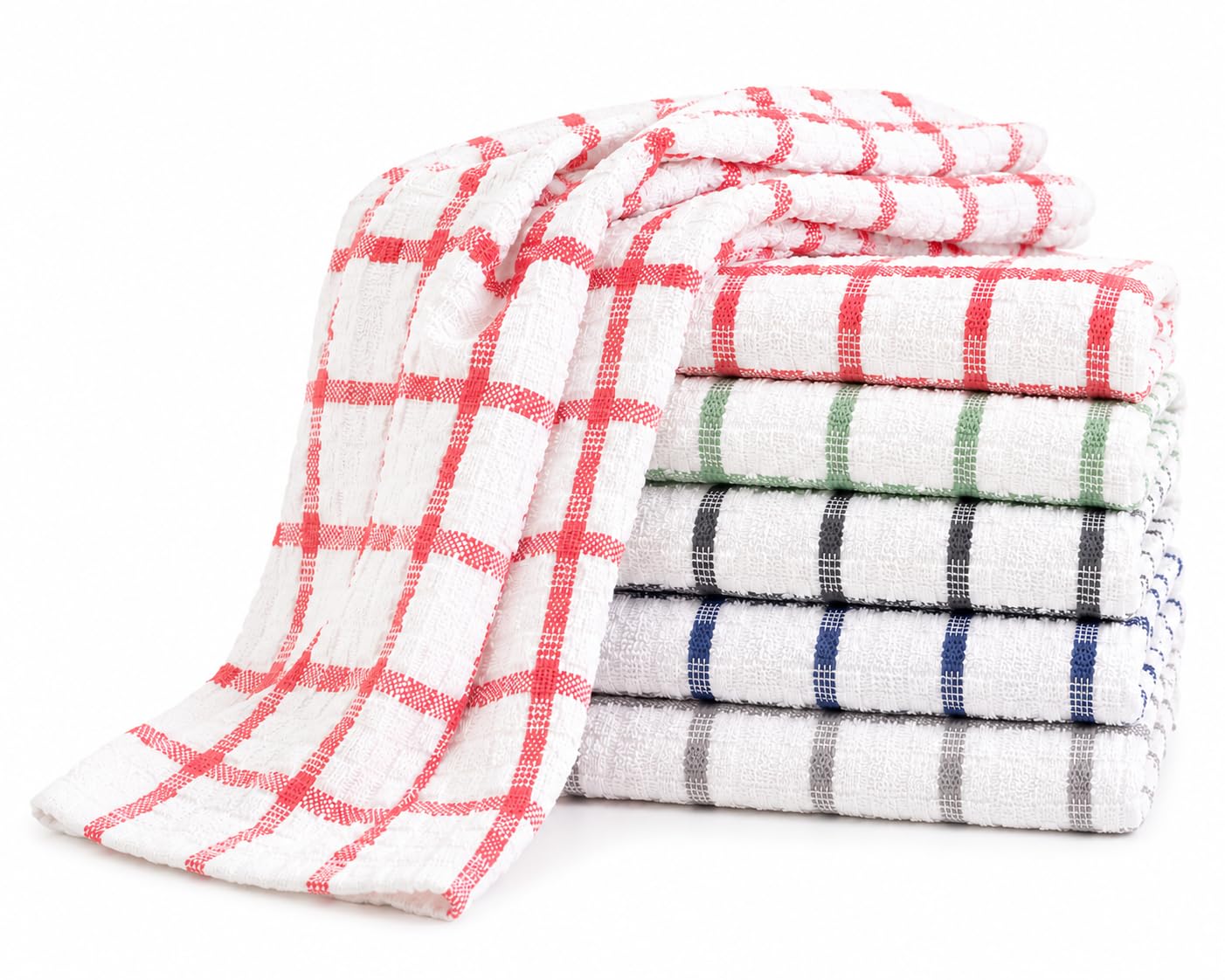 MAS International Vintage Kitchen Terry Tea Towels, 100% Cotton Pack of 6 Quick Drying Machine Washable Dish Cleaning, Hand Cloths