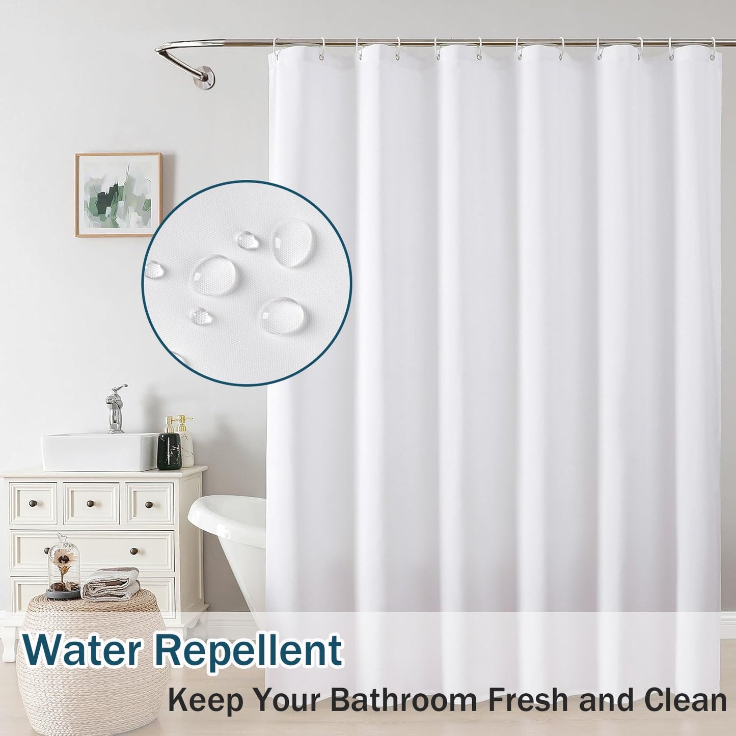 HUIBOHOU Shower Curtain, Mould Proof and Mildew Resistant Washable Bathroom Curtains, Shower Curtain for Bathroom, Bath Curtains with Hooks
